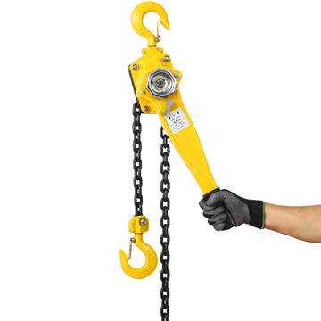 Lever Chain Hoist 3 4 Ton 1650Lbs Capacity 10 Ft Chain Come Along With Heavy Duty Hooks Ratchet Lever Chain Block Hoist Lift Puller Yellow Steel