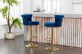 Coolmore Swivel Bar Stools Set Of 2 Adjustable Counter Height Chairs With Footrest For Kitchen, Dining Room 2Pc Set Navy Velvet