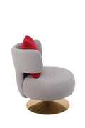 Swivel Accent Chair Armchair, Round Barrel Chair In Fabric For Living Room Bedroom Grey Primary Living Space American Design Foam Faux Fur