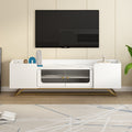 Sleek Design Tv Stand With Fluted Glass, Contemporary Entertainment Center For Tvs Up To 70