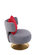 Swivel Accent Chair Armchair, Round Barrel Chair In Fabric For Living Room Bedroom Grey Primary Living Space American Design Foam Velvet