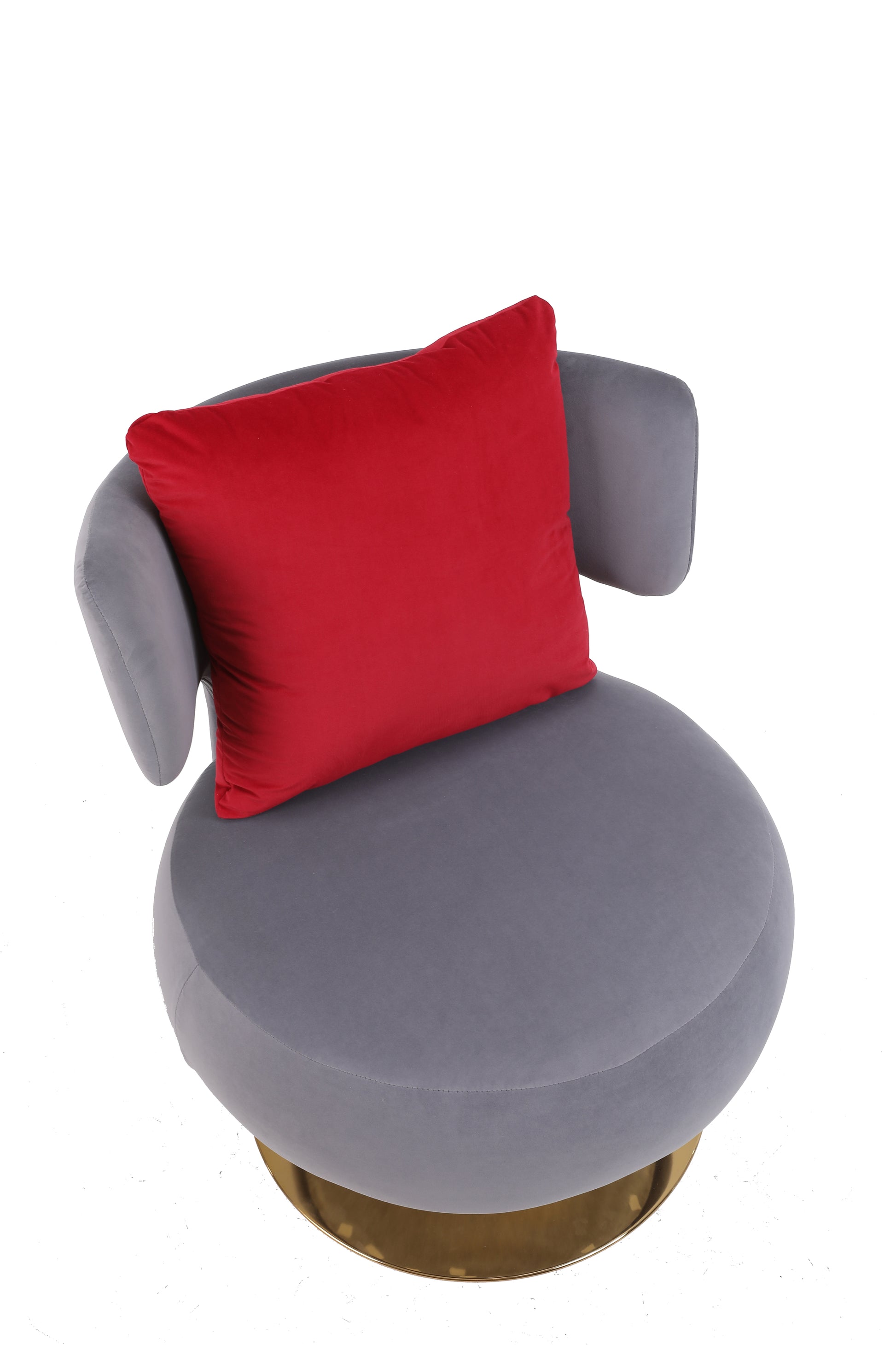 Swivel Accent Chair Armchair, Round Barrel Chair In Fabric For Living Room Bedroom Grey Primary Living Space American Design Foam Velvet