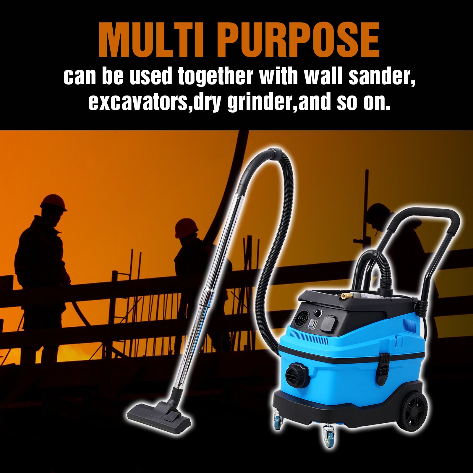 Wet Dry Blow Vacuum 3 In 1 Shop Vacuum Cleaner With More Than 18Kpa Powerful Suction Great For Garage, Home, Workshop, Hard Floor And Pet Hair 8 Gallon Large Capacity 6 Peak Hp 1200W Black Blue Polypropylene