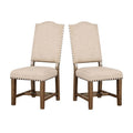Rustic Classic 2Pcs Dining Chairs Beige Fabric Upholstered Cushion Side Chairs Trim Kitchen Dining Room Solid Wood Light Oak Beige Dining Room Rustic,Transitional Dining Chairs Solid Back Solid Wood