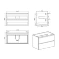 Alice 36W 102,Wall Mount Cabinet Without Basin,Gray Color, With Two Drawers, Pre Assembled White Gray Mdf