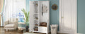 Stylish Design Hall Tree With Flip Up Bench, Minimalist Hallway Shoe Cabinet With Adjustable Shelves, Multifunctional Furniture With Hanging Hooks For Entryways, Mudroom, White High Back White