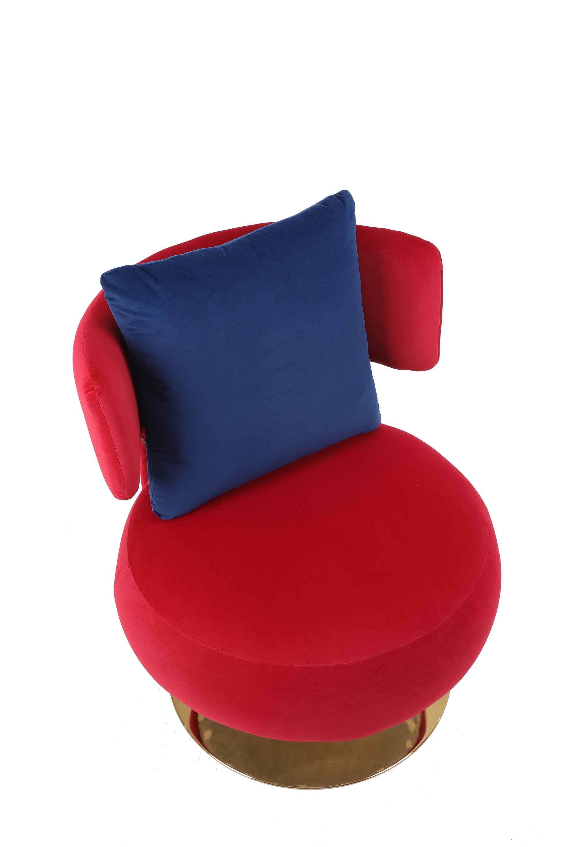 Swivel Accent Chair Armchair, Round Barrel Chair In Fabric For Living Room Bedroom Wine Red Primary Living Space American Design Foam Velvet