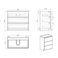 Alice 36F 105,Floor Cabinet Without Basin, Walnut Color, With Three Drawers, Pre Assembled Walnut Melamine