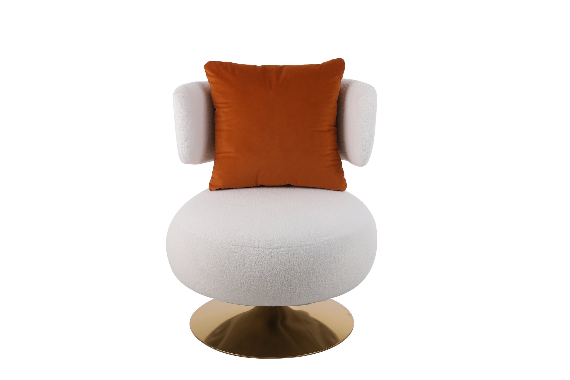 Swivel Accent Chair Armchair, Round Barrel Chair In Fabric For Living Room Bedroom White Primary Living Space American Design Foam Faux Fur