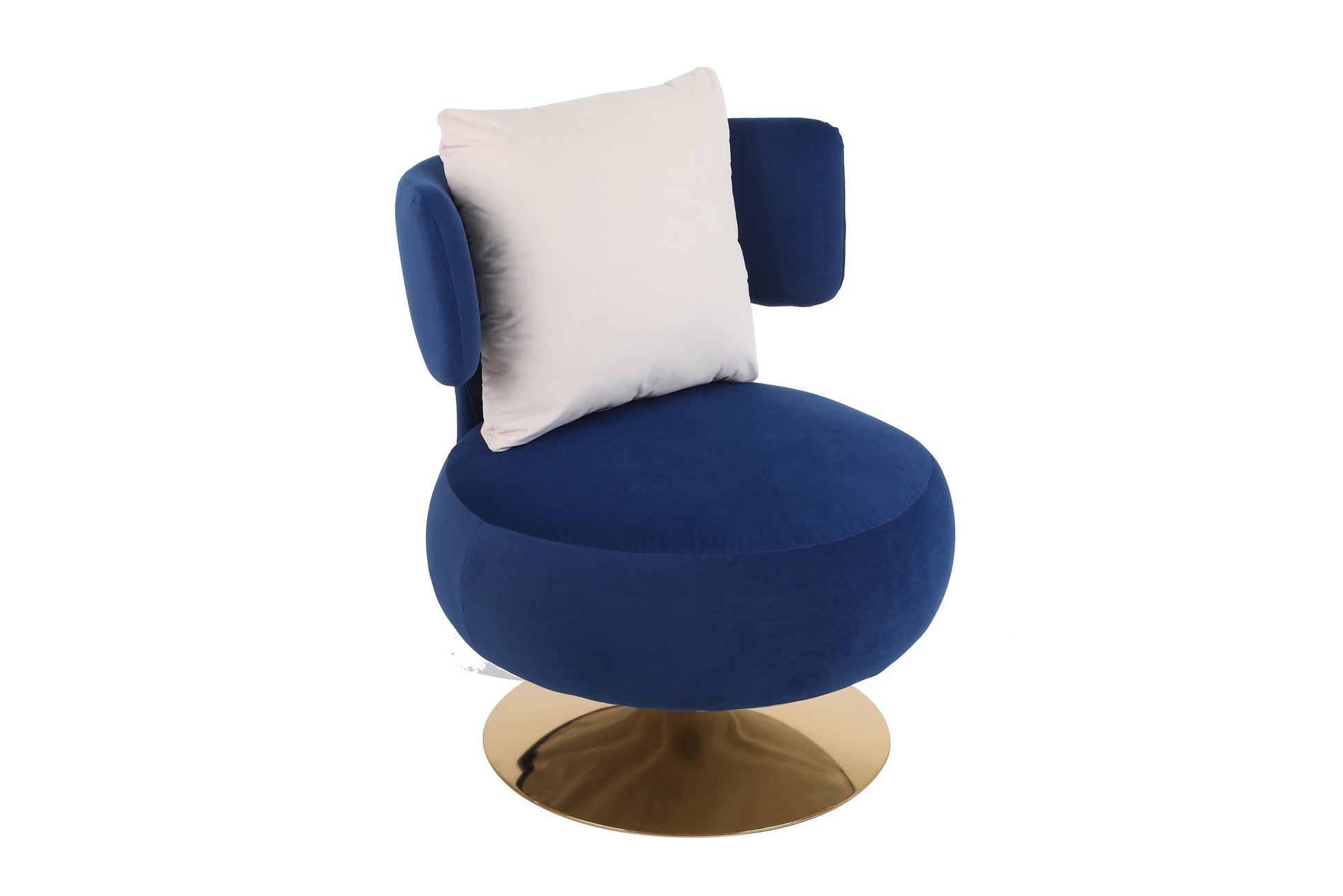 Swivel Accent Chair Armchair, Round Barrel Chair In Fabric For Living Room Bedroom Navy Primary Living Space American Design Foam Velvet