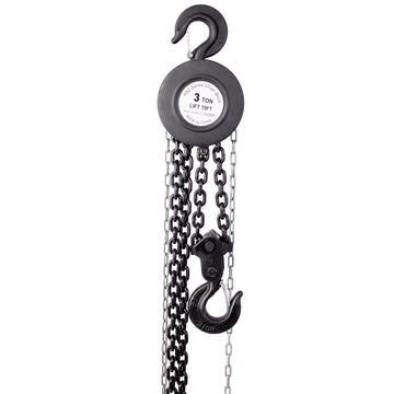Chain Hoist 6600Lbs 3T Capacity 10Ft With 2 Heavy Duty Hooks,Manual Chain Hoist Steel Construction,Black Black Steel