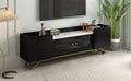 Sleek Design Tv Stand With Fluted Glass, Contemporary Entertainment Center For Tvs Up To 70