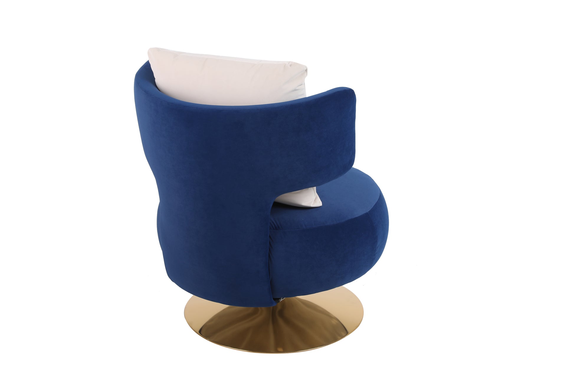 Swivel Accent Chair Armchair, Round Barrel Chair In Fabric For Living Room Bedroom Navy Primary Living Space American Design Foam Velvet