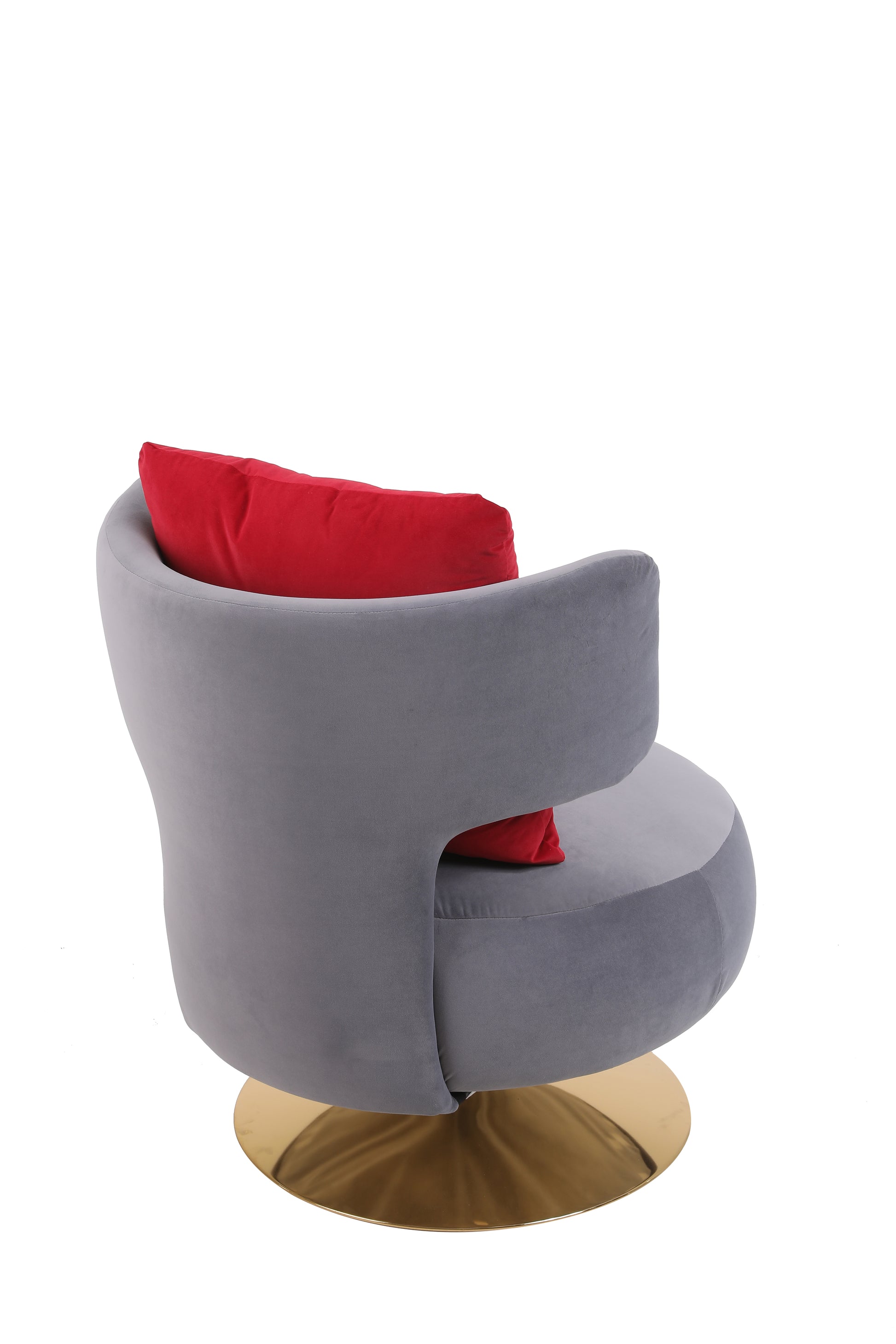 Swivel Accent Chair Armchair, Round Barrel Chair In Fabric For Living Room Bedroom Grey Primary Living Space American Design Foam Velvet
