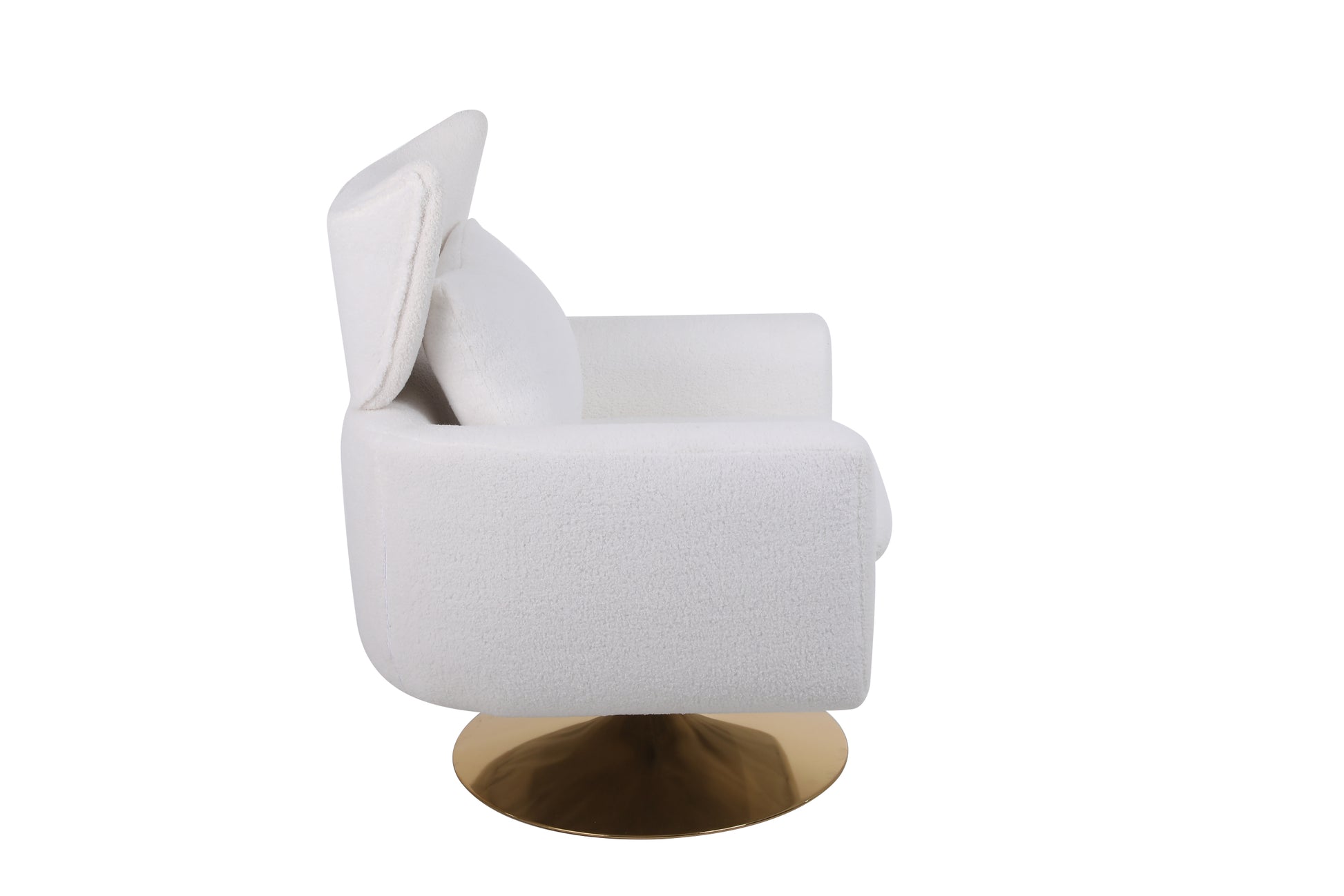 Classic Mid Century 360 Degree Swivel Accent Chair, White Teddy Fabric White Primary Living Space American Design Foam Fabric