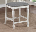 Majestic Rustic Counter Height 2Pc Dining Chairs Set Antique White Solid Wood Gray Fabric Cushions Two Tone Turned Legs High Chair Dining Room Furniture Antique White Gray White Dining Room Rustic,Transitional Dining Chairs Ladder Back Solid Wood