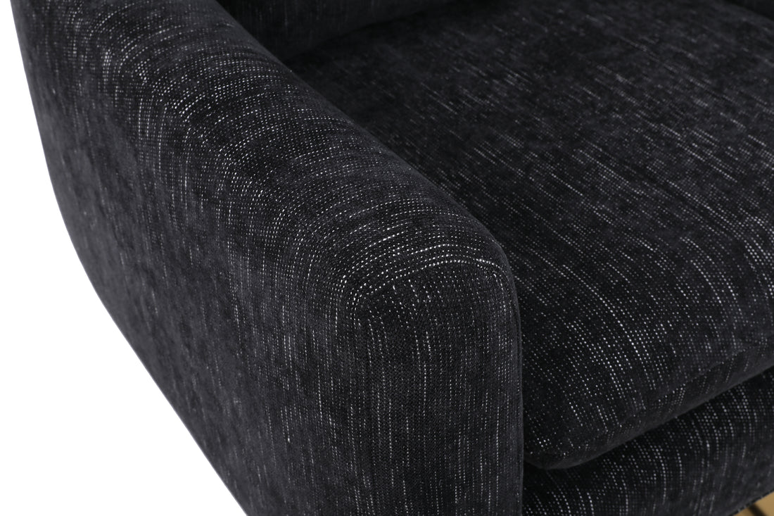 Classic Mid Century 360 Degree Swivel Accent Chair, Black Linen Black Primary Living Space American Design Foam Linen