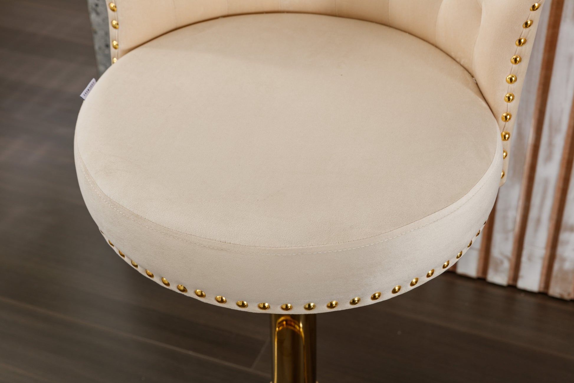 Coolmore Swivel Bar Stools Set Of 2 Adjustable Counter Height Chairs With Footrest For Kitchen, Dining Room 2Pc Set Beige Velvet