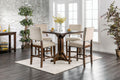 Classic Set Of 2Pc Counter Height Dining Chairs Ivory Fabric Padded Linen Chairs Upholstered Cushion High Chairs Trim Kitchen Dining Room Solid Wood Brown Cherry Ivory Brown Dining Room Industrial,Transitional Dining Chairs Solid Back Solid Wood