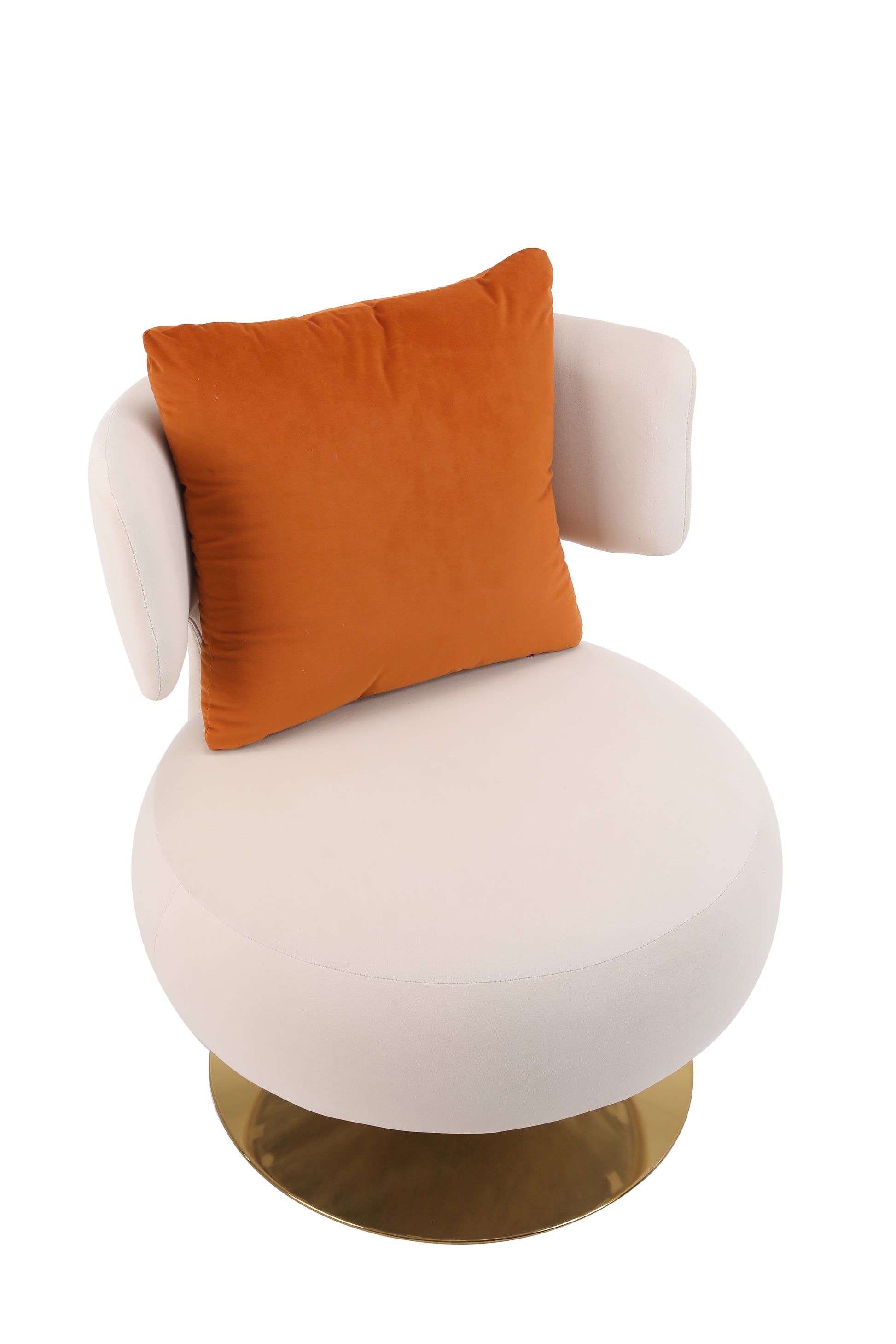 Swivel Accent Chair Armchair, Round Barrel Chair In Fabric For Living Room Bedroom Beige Primary Living Space American Design Foam Velvet
