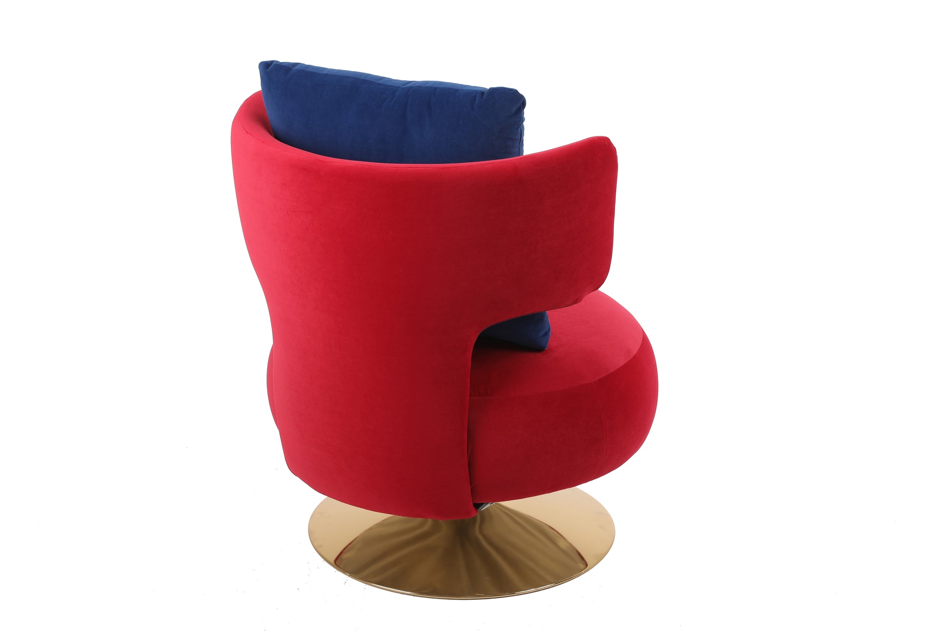 Swivel Accent Chair Armchair, Round Barrel Chair In Fabric For Living Room Bedroom Wine Red Primary Living Space American Design Foam Velvet