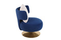 Swivel Accent Chair Armchair, Round Barrel Chair In Fabric For Living Room Bedroom Navy Primary Living Space American Design Foam Velvet