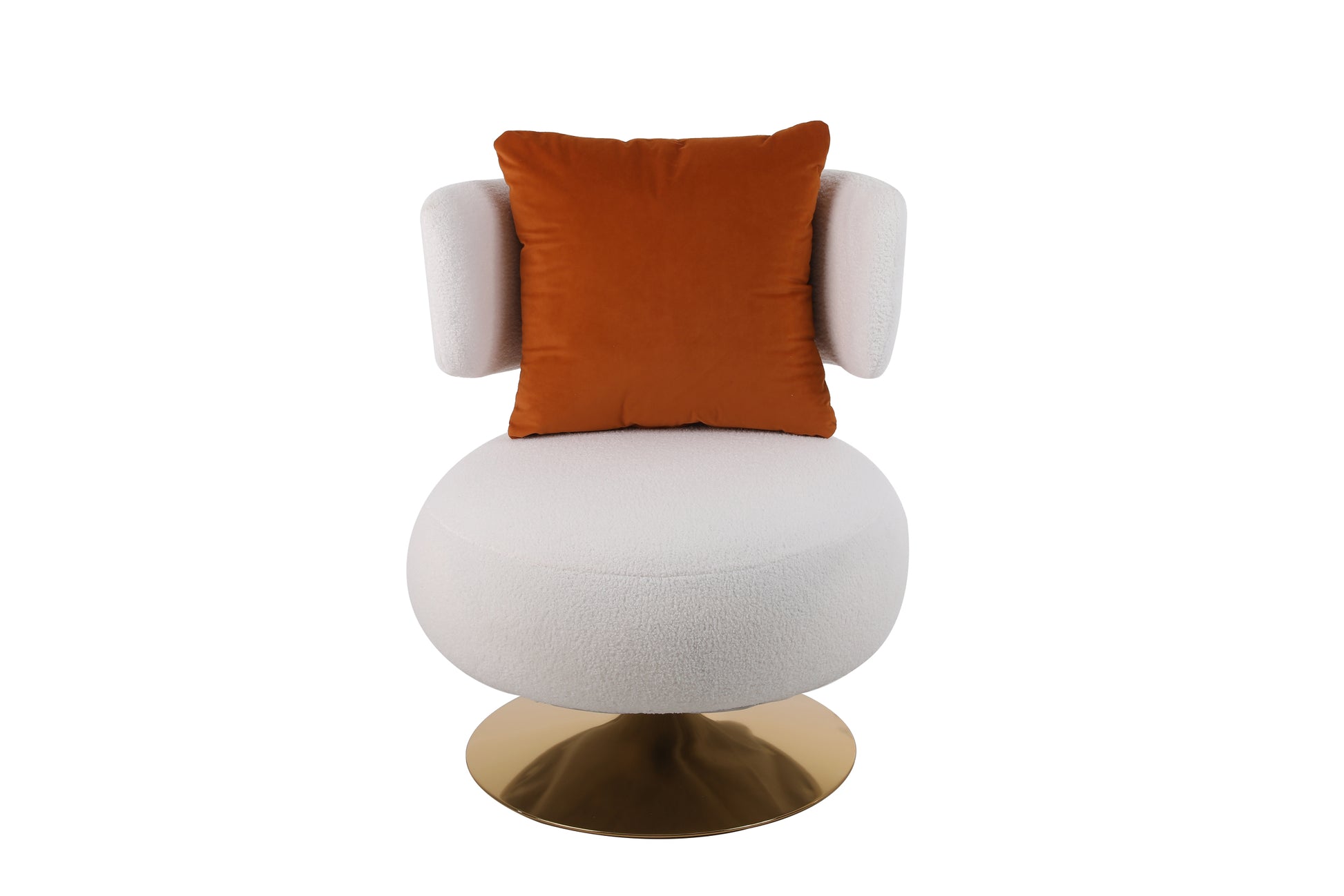 Swivel Accent Chair Armchair, Round Barrel Chair In Fabric For Living Room Bedroom White Primary Living Space American Design Foam Faux Fur