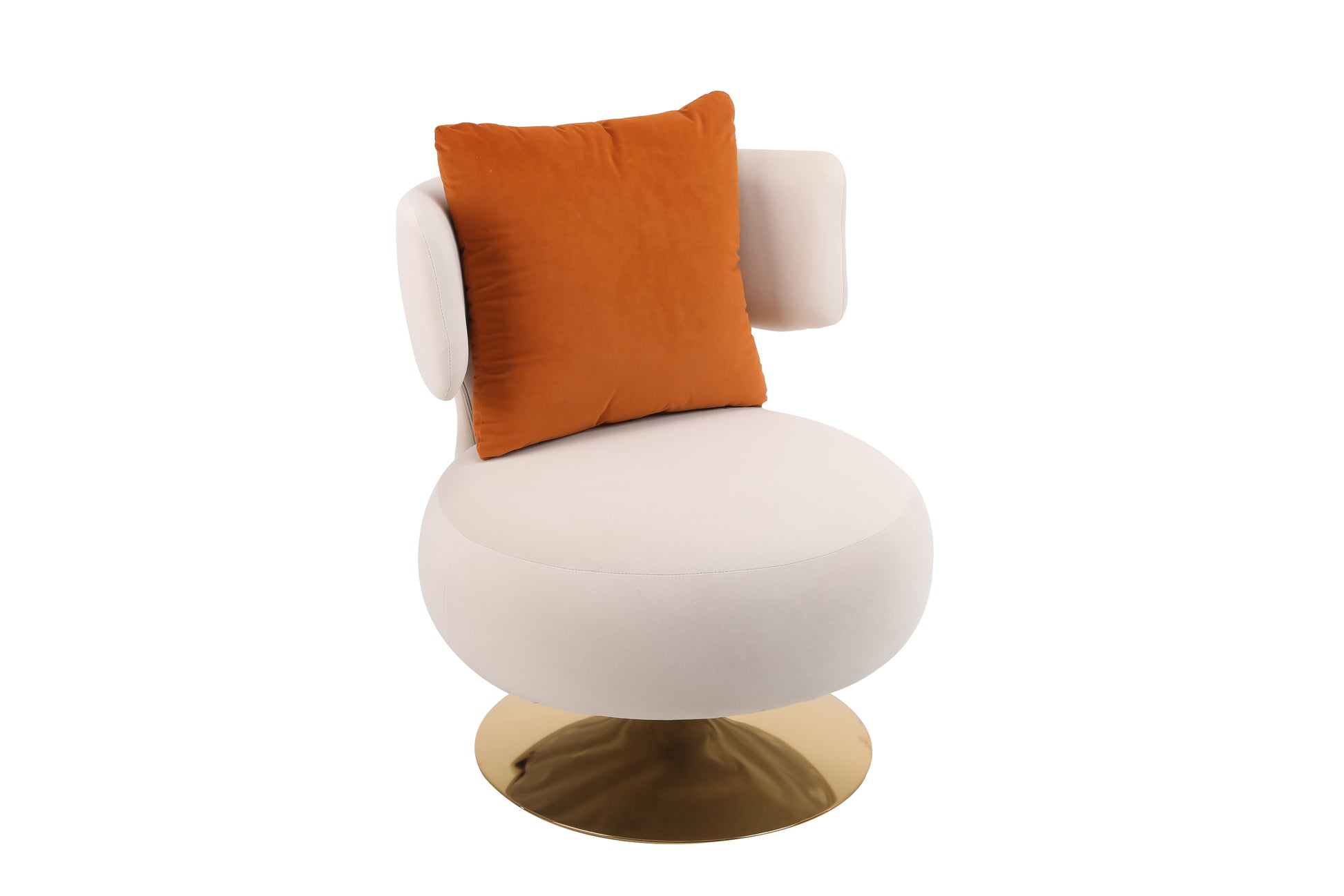 Swivel Accent Chair Armchair, Round Barrel Chair In Fabric For Living Room Bedroom Beige Primary Living Space American Design Foam Velvet