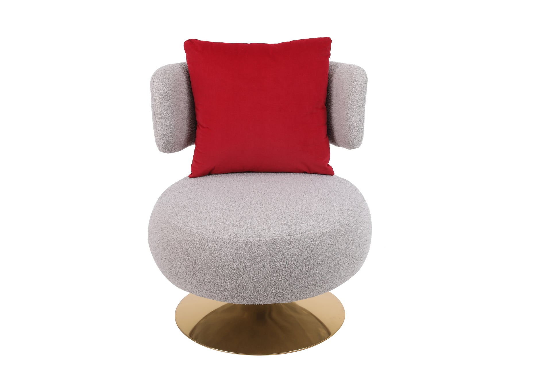 Swivel Accent Chair Armchair, Round Barrel Chair In Fabric For Living Room Bedroom Grey Primary Living Space American Design Foam Faux Fur