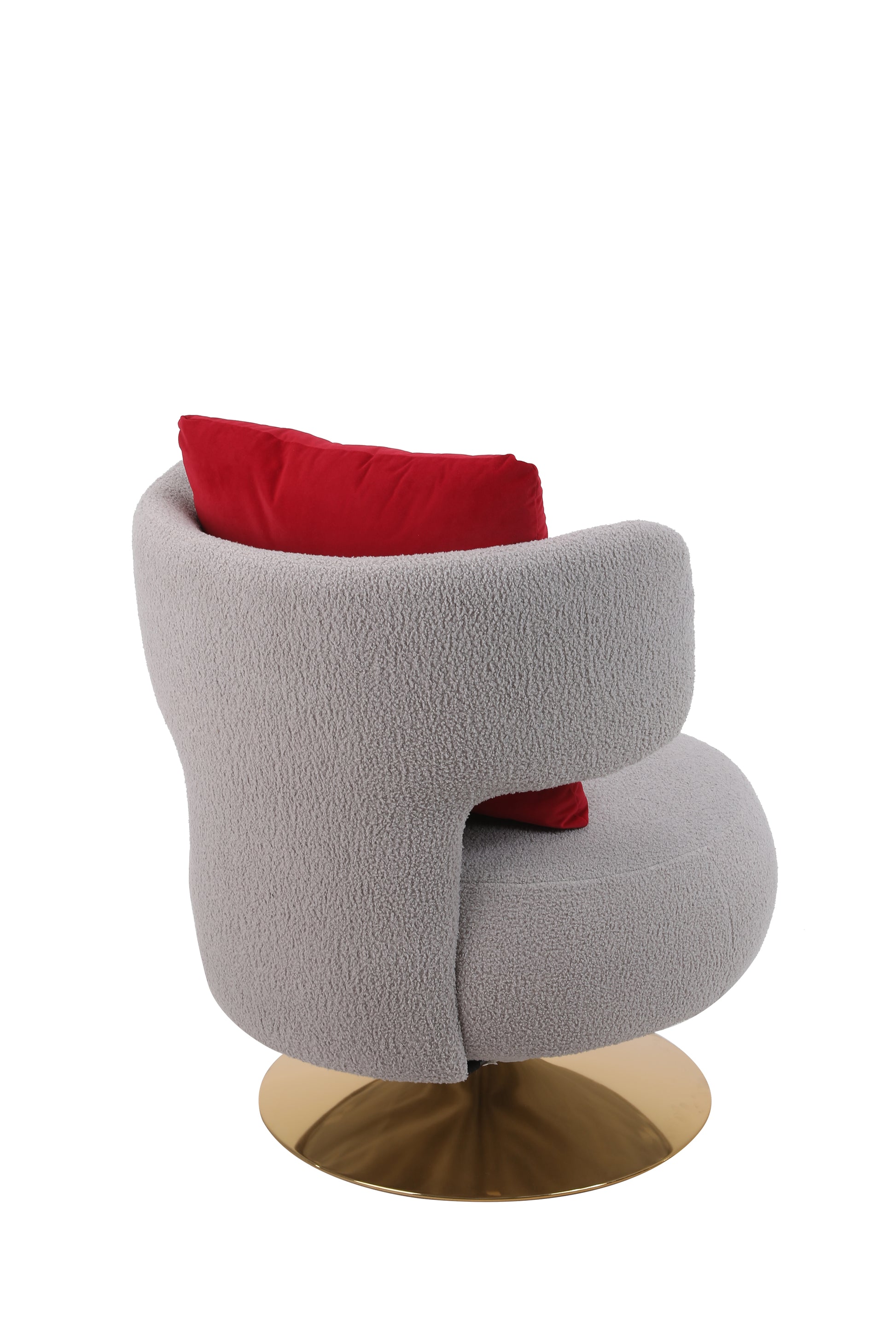 Swivel Accent Chair Armchair, Round Barrel Chair In Fabric For Living Room Bedroom Grey Primary Living Space American Design Foam Faux Fur