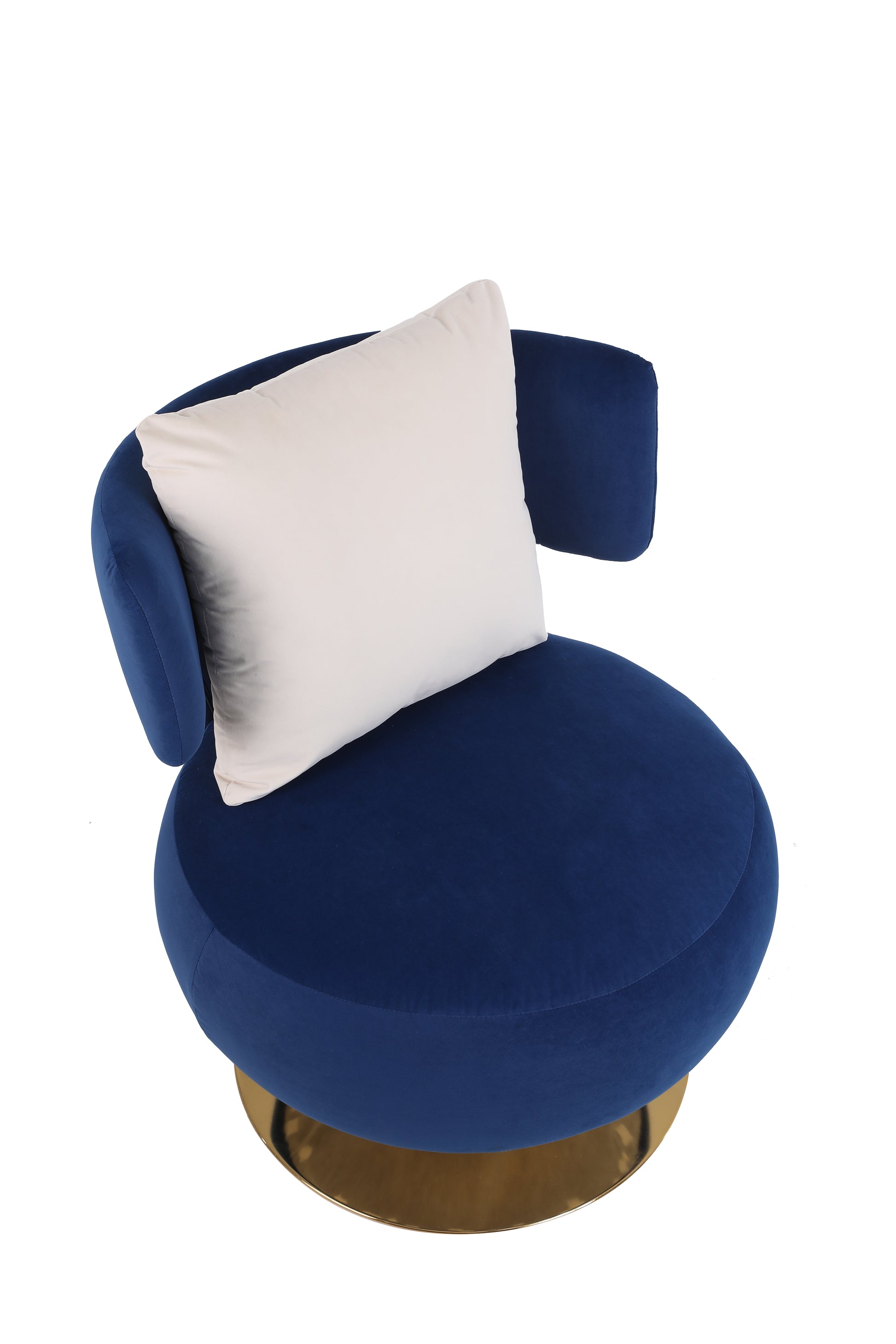 Swivel Accent Chair Armchair, Round Barrel Chair In Fabric For Living Room Bedroom Navy Primary Living Space American Design Foam Velvet