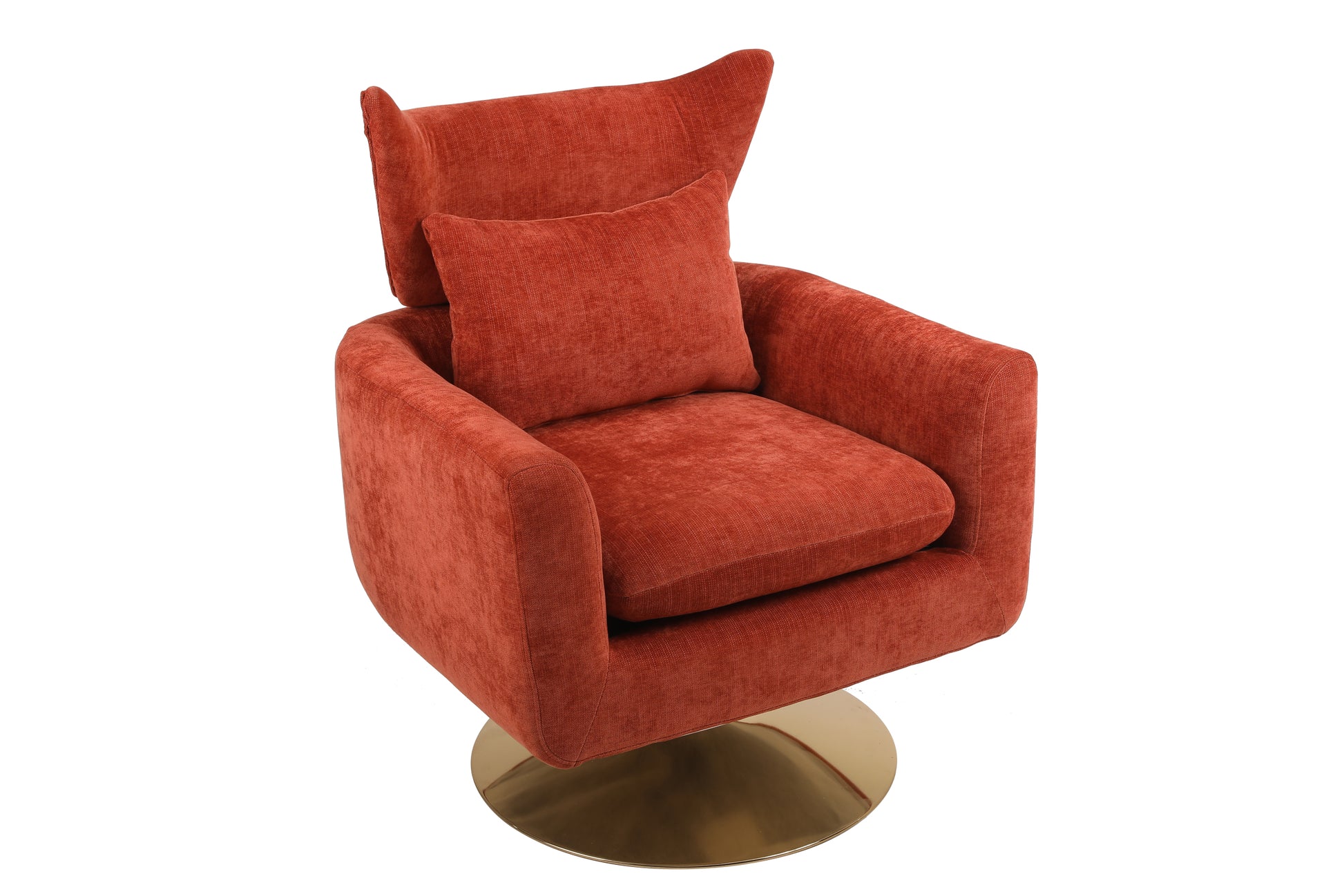 Classic Mid Century 360 Degree Swivel Accent Chair, Orange Linen Orange Primary Living Space American Design Foam Linen
