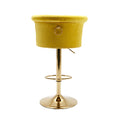 Coolmore Swivel Bar Stools Set Of 2 Adjustable Counter Height Chairs With Footrest For Kitchen, Dining Room 2Pc Set Yellow Velvet