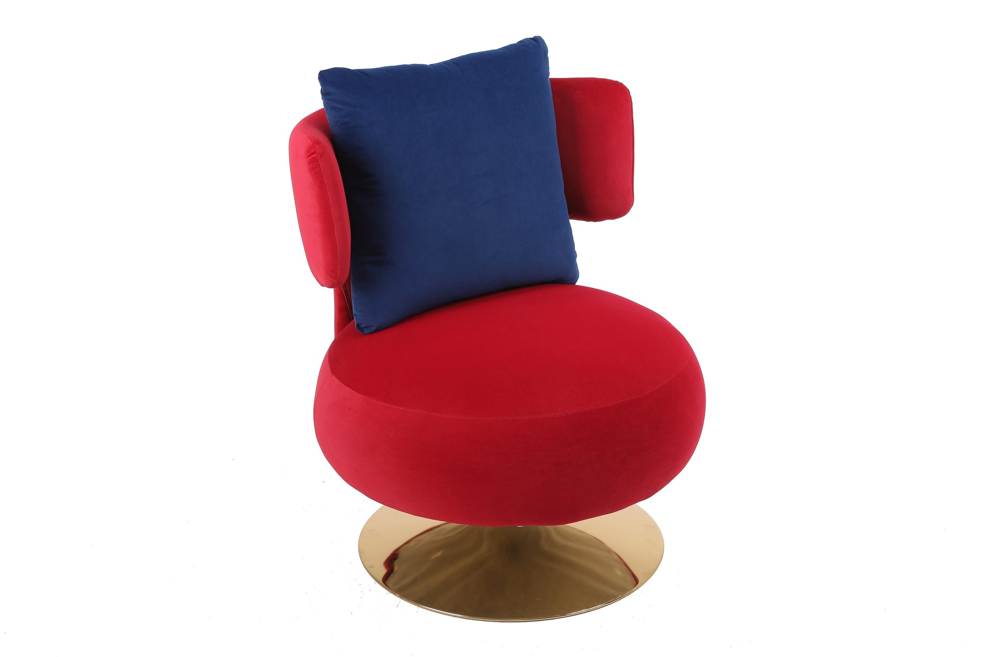 Swivel Accent Chair Armchair, Round Barrel Chair In Fabric For Living Room Bedroom Wine Red Primary Living Space American Design Foam Velvet