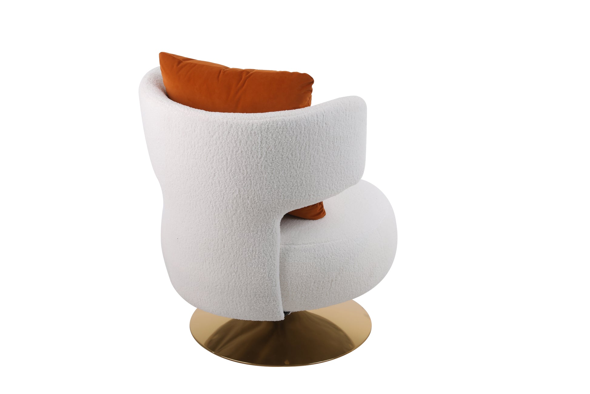 Swivel Accent Chair Armchair, Round Barrel Chair In Fabric For Living Room Bedroom White Primary Living Space American Design Foam Faux Fur