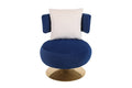 Swivel Accent Chair Armchair, Round Barrel Chair In Fabric For Living Room Bedroom Navy Primary Living Space American Design Foam Velvet