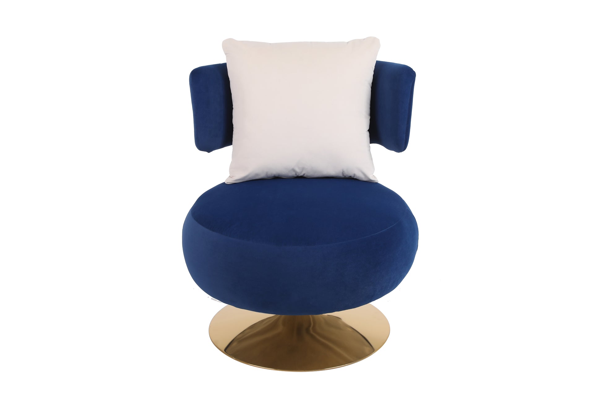 Swivel Accent Chair Armchair, Round Barrel Chair In Fabric For Living Room Bedroom Navy Primary Living Space American Design Foam Velvet