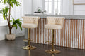 Coolmore Swivel Bar Stools Set Of 2 Adjustable Counter Height Chairs With Footrest For Kitchen, Dining Room 2Pc Set Beige Velvet