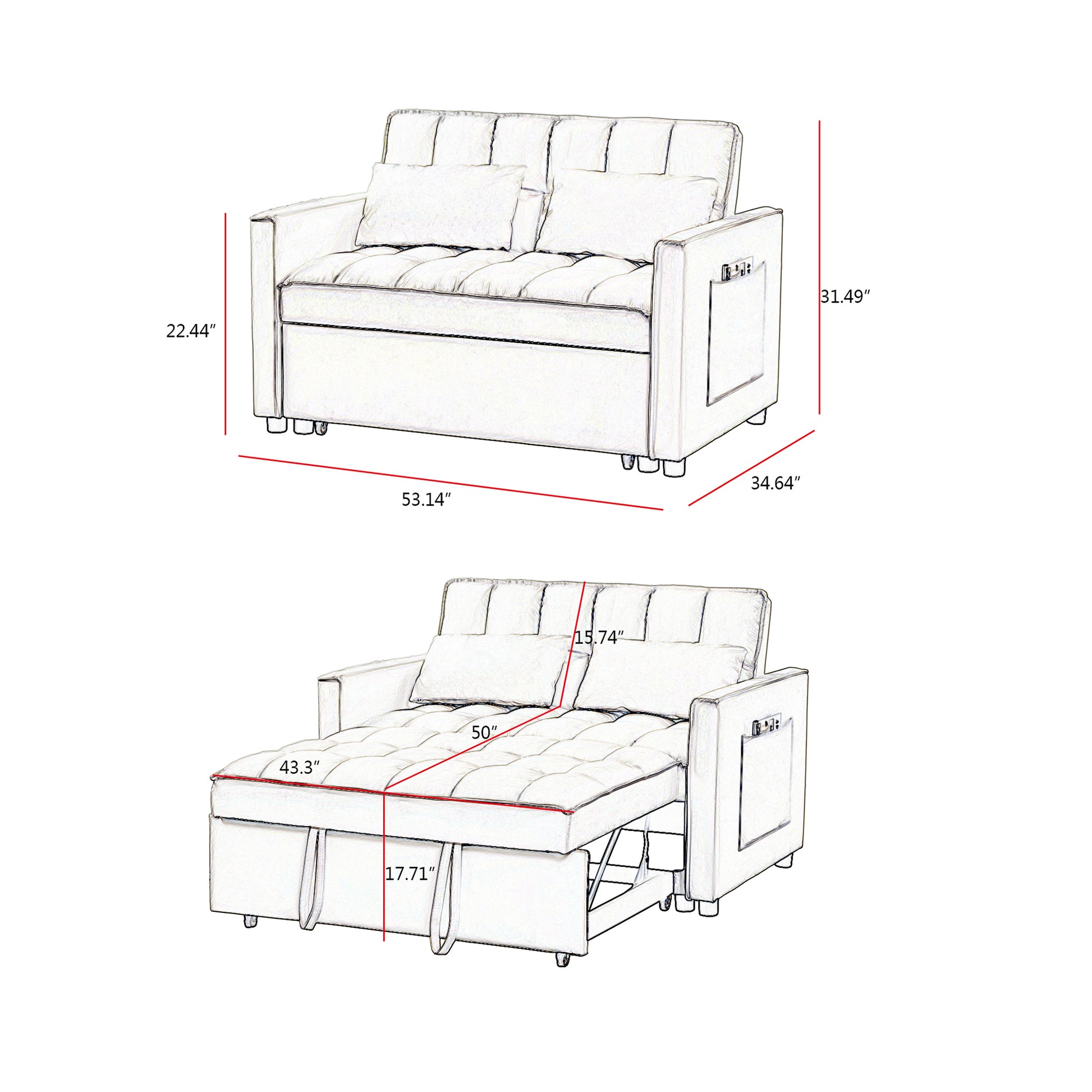 Grey Velvet Loveseat Sofa Bed Grey Wood Tufted Back Square Arms Foam Velvet 2 Seat
