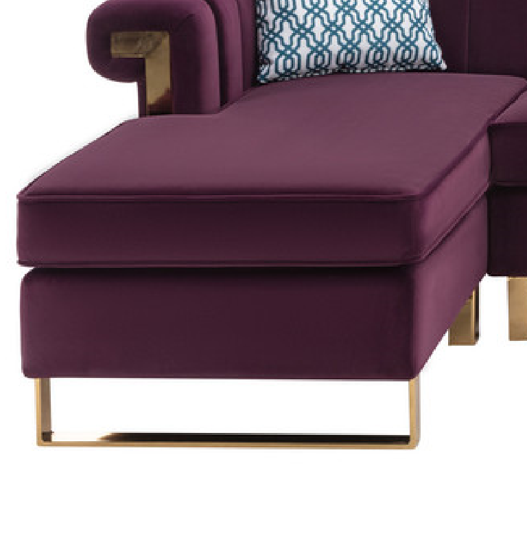 Maddie 130.5" Purple Velvet 8 Seater Sectional Sofa With Reversible Chaise And Storage Ottoman Purple Velvet