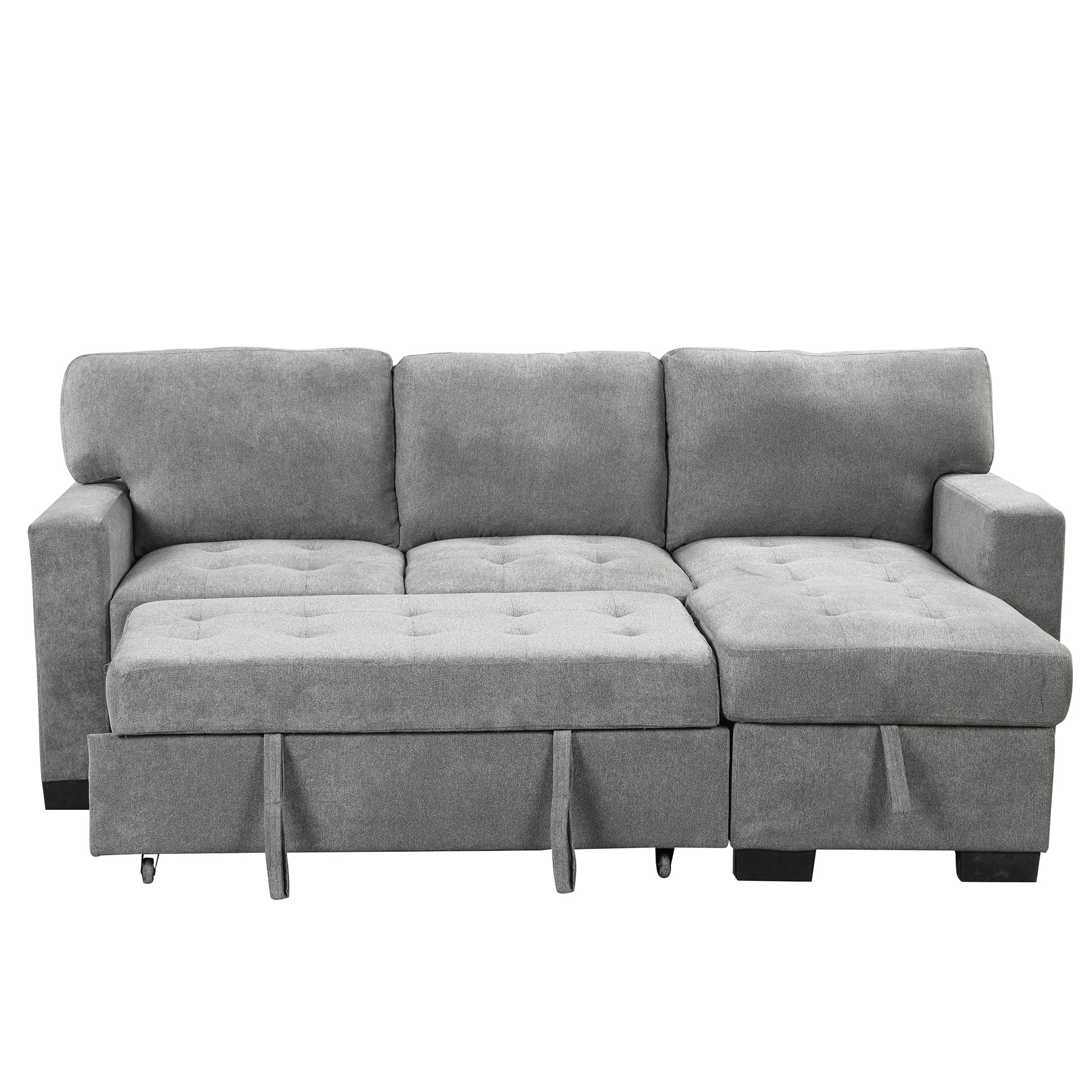 Stylish And Functional Light Chaise Lounge Sectional With Storage Rack Pull Out Bed Drop Down Table And Usb Charger Gray Gray Foam Spring