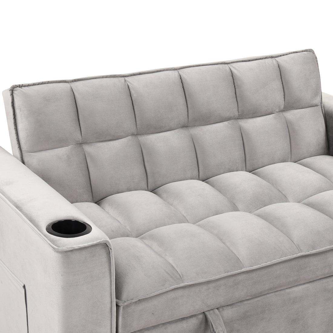 58" 4 1 Multi Functional Sofa Bed With Cup Holder And Usb Port For Living Room Or Apartments, Gray Gray Foam 2 Seat
