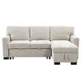 Stylish And Functional Light Chaise Lounge Sectional With Storage Rack Pull Out Bed Drop Down Table And Usb Charger Light Gray Light Gray Foam Spring