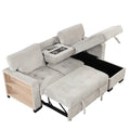 Stylish And Functional Light Chaise Lounge Sectional With Storage Rack Pull Out Bed Drop Down Table And Usb Charger Light Gray Light Gray Foam Spring