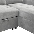 Stylish And Functional Light Chaise Lounge Sectional With Storage Rack Pull Out Bed Drop Down Table And Usb Charger Gray Gray Foam Spring