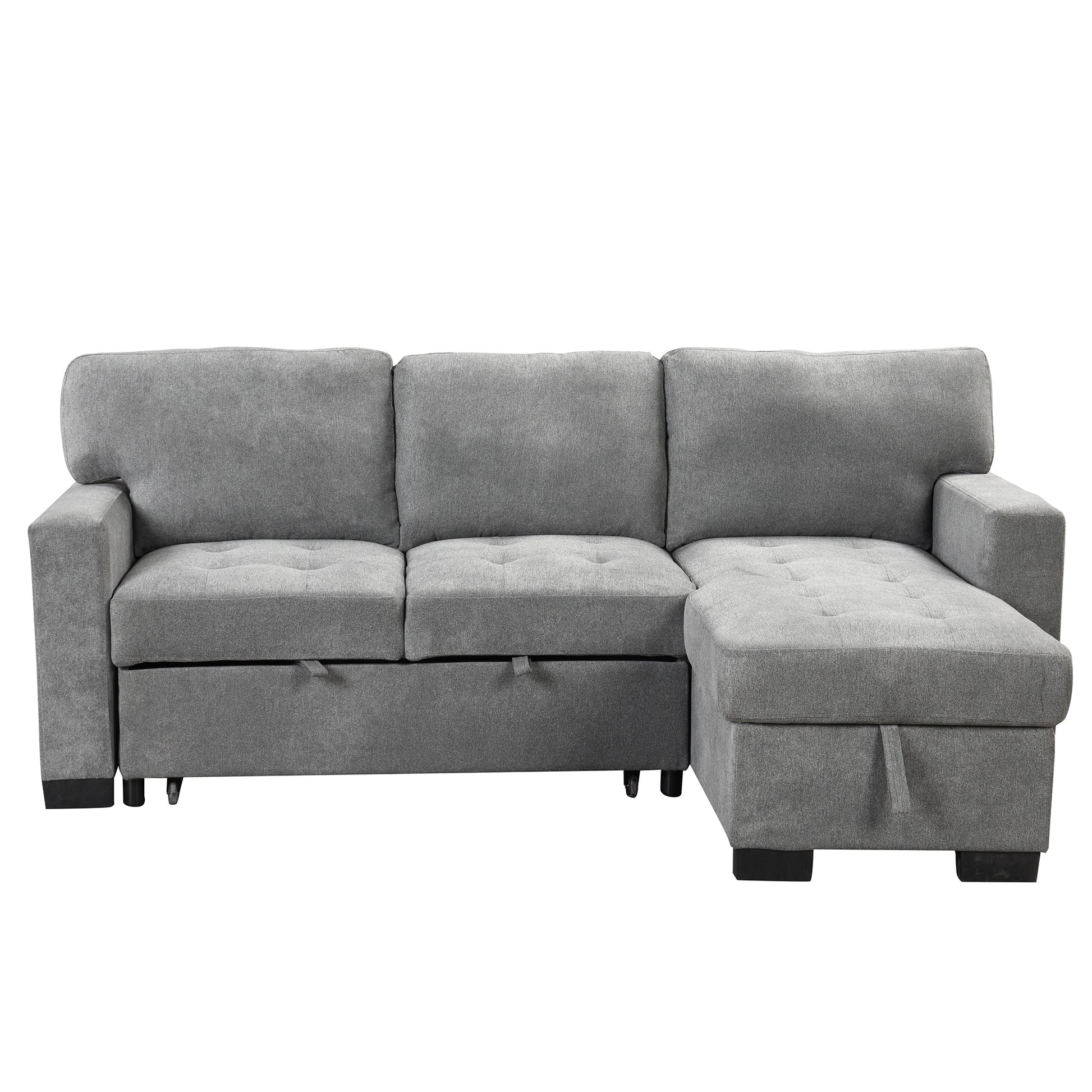 Stylish And Functional Light Chaise Lounge Sectional With Storage Rack Pull Out Bed Drop Down Table And Usb Charger Gray Gray Foam Spring