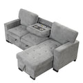 Stylish And Functional Light Chaise Lounge Sectional With Storage Rack Pull Out Bed Drop Down Table And Usb Charger Gray Gray Foam Spring