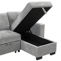 Stylish And Functional Light Chaise Lounge Sectional With Storage Rack Pull Out Bed Drop Down Table And Usb Charger Gray Gray Foam Spring