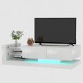 Tv Console With Storage Cabinets, Full Rgb Color 31 Modes Changing Lights Remote Rgb Led Tv Stand, Modern Entertainment Center White For 75 Inches Tv White Primary Living Space 75 Inches 70 79 Inches Modern 75 Inches Particle Board