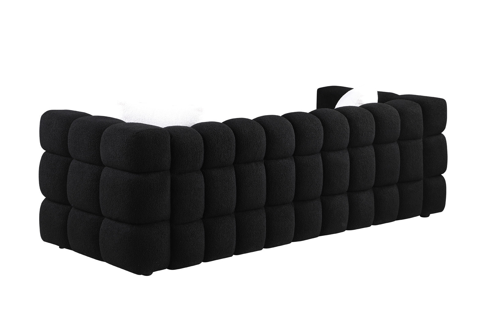 84.3 Length ,35.83" Deepth ,Human Body Structure For Usa People, Marshmallow Sofa,Boucle Sofa ,White Color,3 Seater Black Light Brown Wood Primary Living Space Medium Soft Split Back Eucalyptus Square Arms Boucle 3 Seat